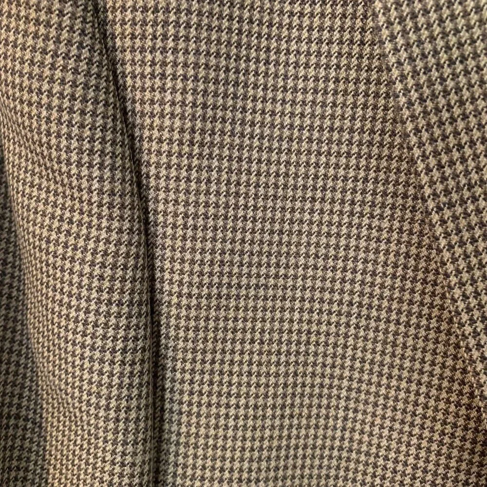 Ralph Lauren Mens Brown Houndstooth Wool Silk Blend Blazer Jacket 42L Preppy